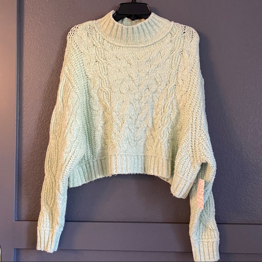 NWT free people carousel sweater mint medium $148 - Picture 2 of 8